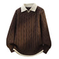 Two-Piece Sweater with Spliced Shirt Collar