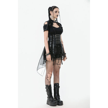 Jupe-Corset Superposée en Mesh et Similicuir Draven Dark in Love