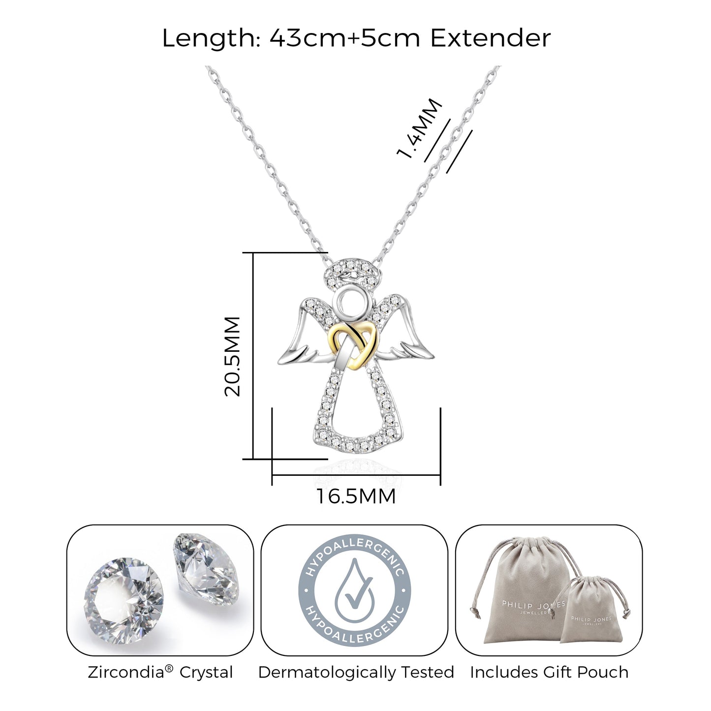 Guardian Angel Necklace Created with Zircondia® Crystals