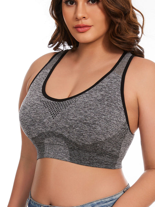 3 soutiens-gorge de sport grande taille à maintien léger, mélange de polyamide, motif maille ajourée – Vêtements décontractés pour femmes