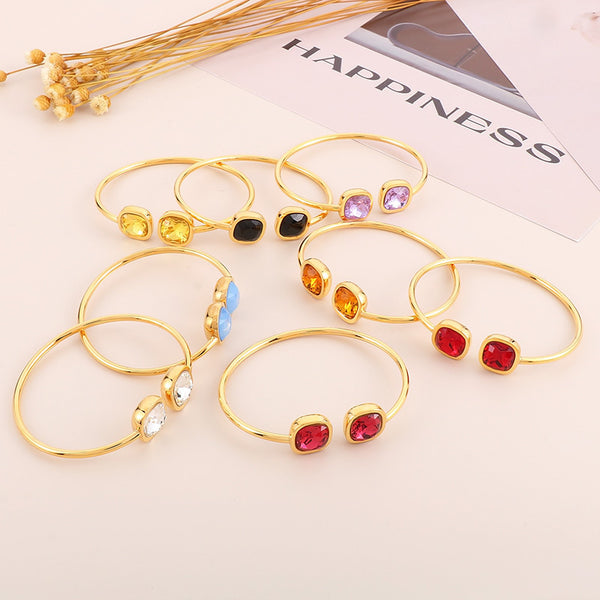 Bracelet carré ouvert creux en acier inoxydable