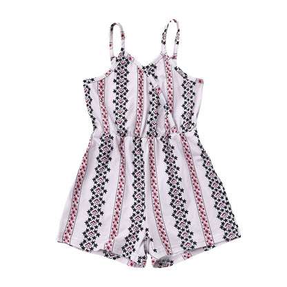 Girls Floral Striped Jumpsuit