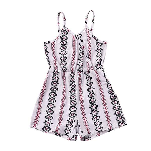 Girls Floral Striped Overalls - Cotton Jumpsuit
