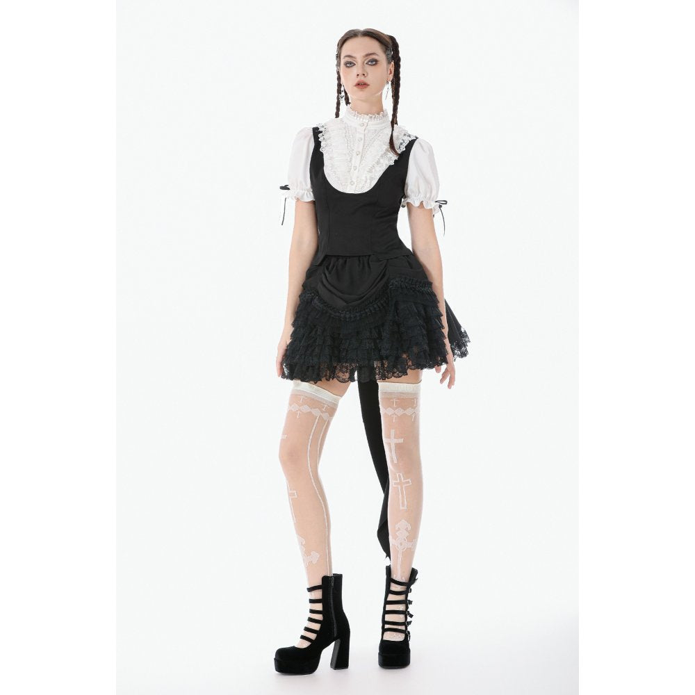 Chemisier noir et blanc en dentelle style cour Dark in Love