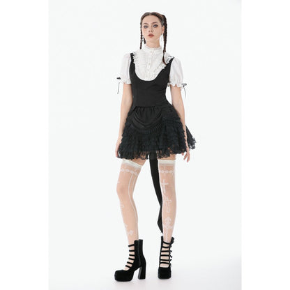 Chemisier noir et blanc en dentelle style cour Dark in Love