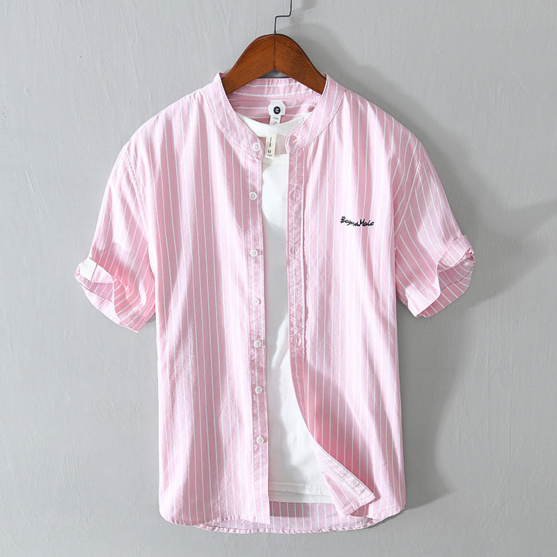 Stripes Short Sleeve Embroidered Shirt
