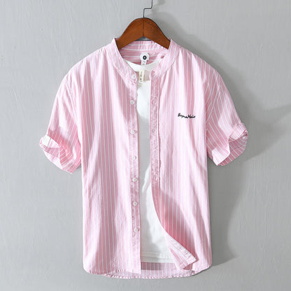 Stripes Short Sleeve Embroidered Shirt