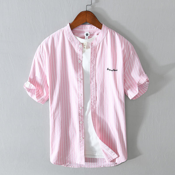 Stripes Short Sleeve Embroidered Shirt