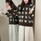 Love jacquard round neck sweater for women