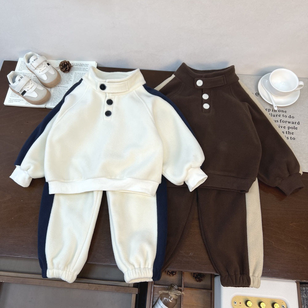 Splicing side strip casual two-piece set