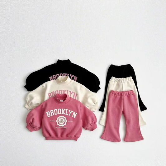 Kids' Letter-Print Hoodie & Flared Pants Set