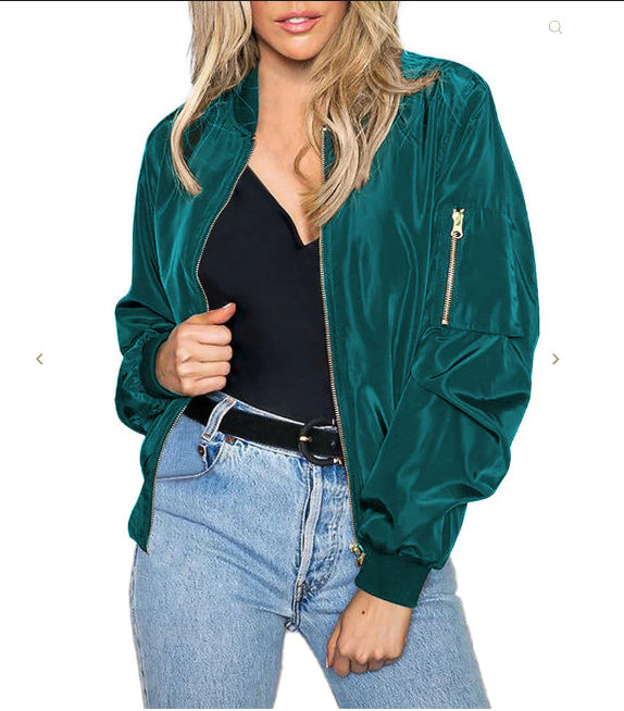 Women's Zipper Vintage Bomber Jacket
