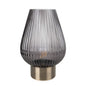 33cm LED Glass Footed Ridged Lamp - Blue