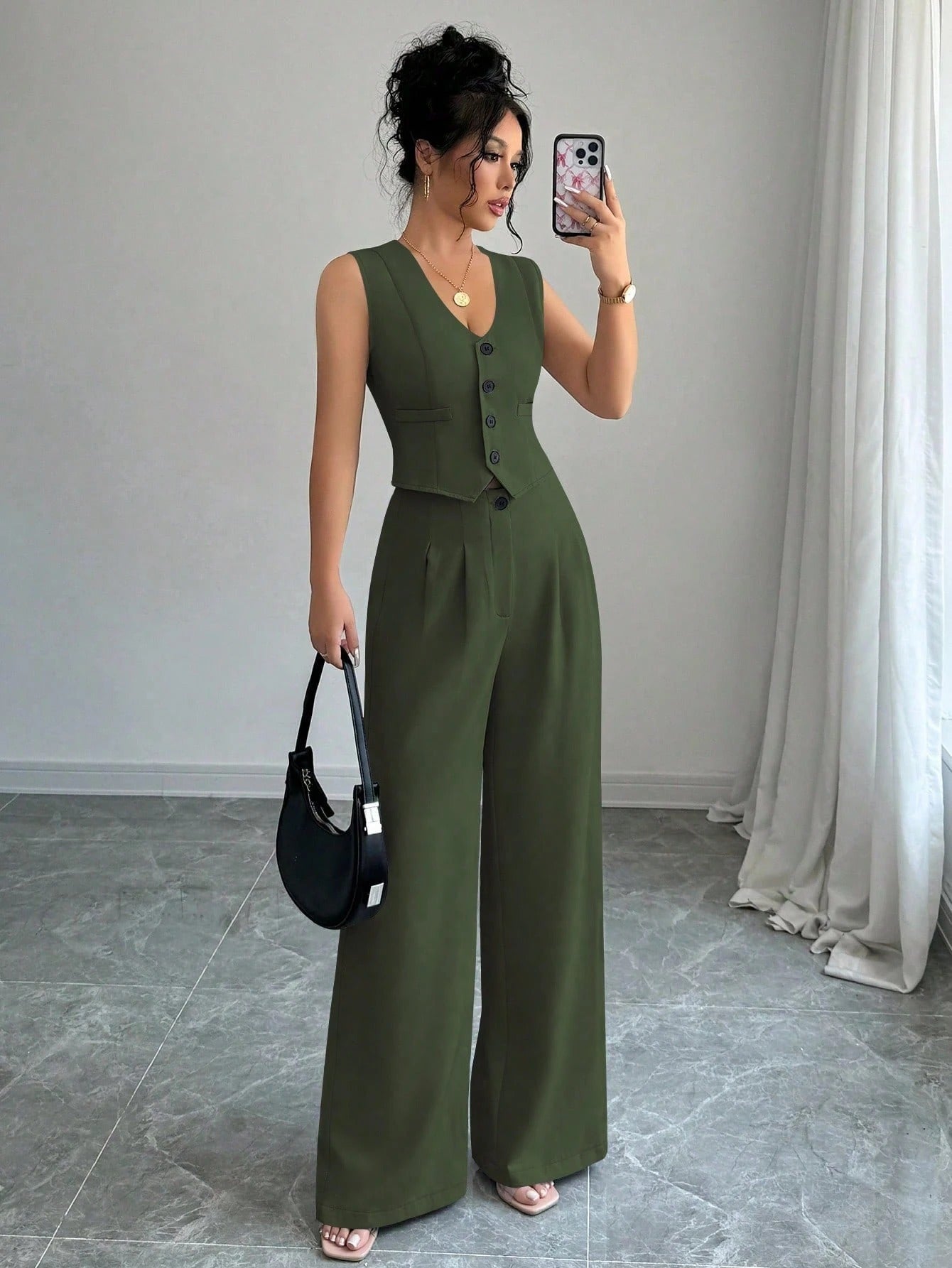 Cross-border Chic Chanel-style Vest And Pants Set