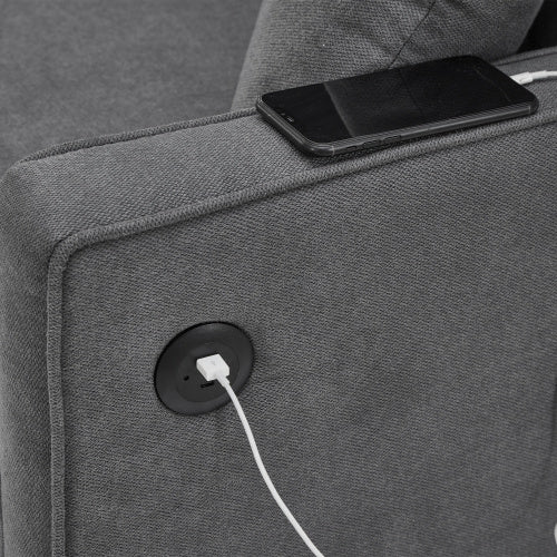 L-Shaped Sofa Bed with Storage & Charging