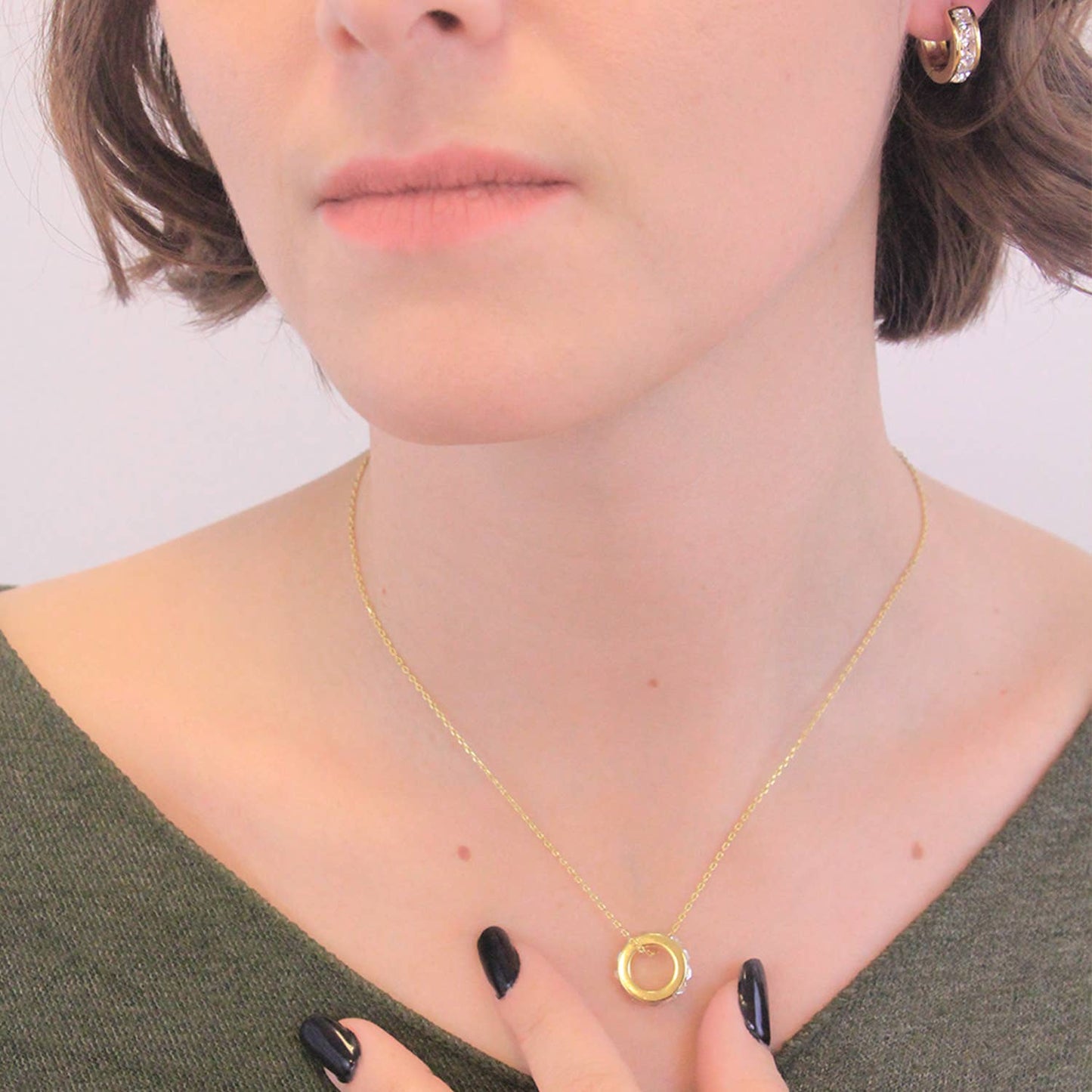 Boucles d'oreilles créoles carrées - Dorées et cristal