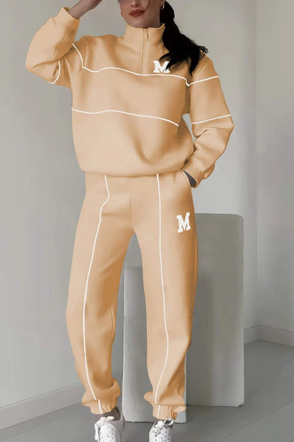Ensemble 2 pièces femme : Sweat-shirt sans capuche et pantalon de survêtement ample avec poches