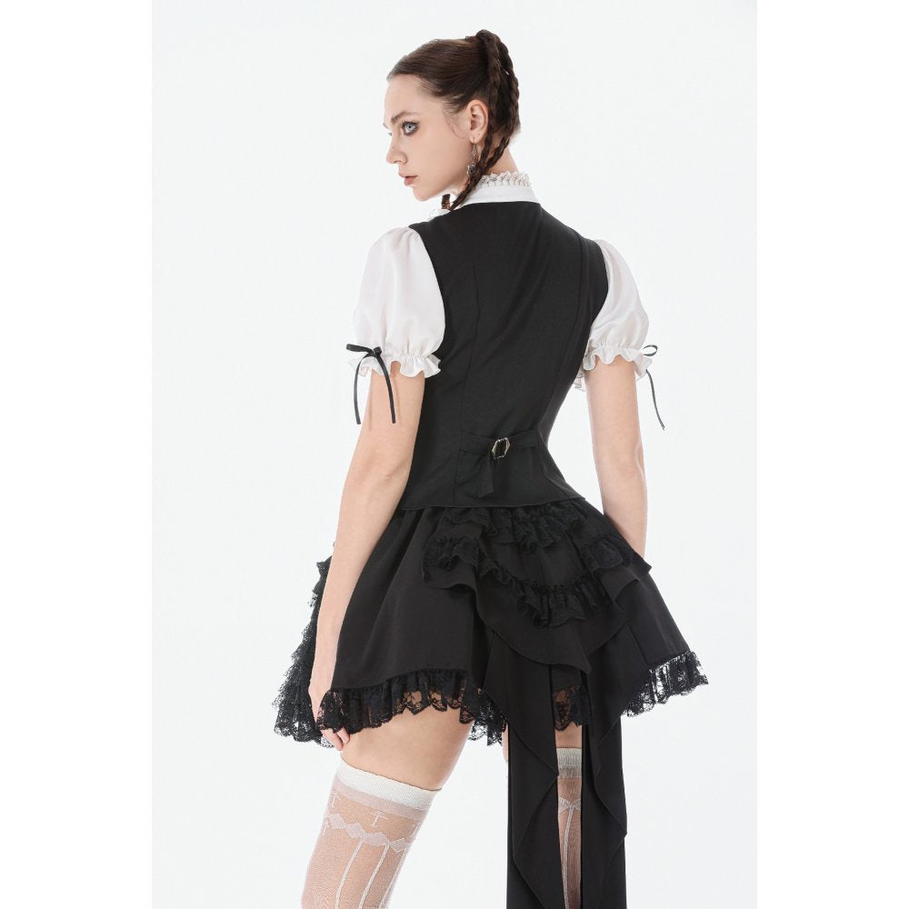 Chemisier noir et blanc en dentelle style cour Dark in Love