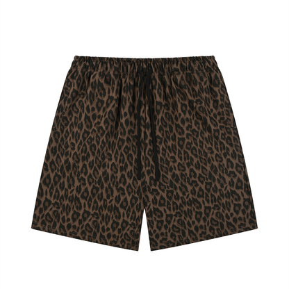 Unisex Heavyweight Leopard Drawstring Shorts