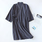 Spring And Summer Japanese Men's Kimono Nightgown Bathrobe Washed Cotton Gauze