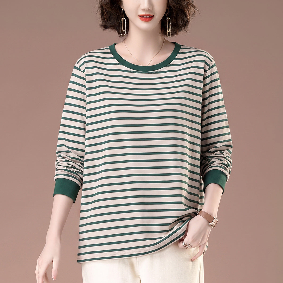 Striped long sleeved t-shirt for women
