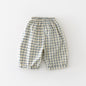 Boys Cotton Loose-fit Plaid Wide-leg Pants