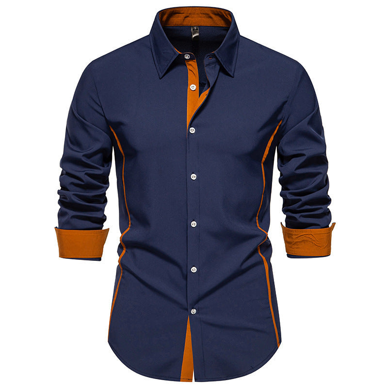 Chemise bicolore mode décontractée européenne et américaine
