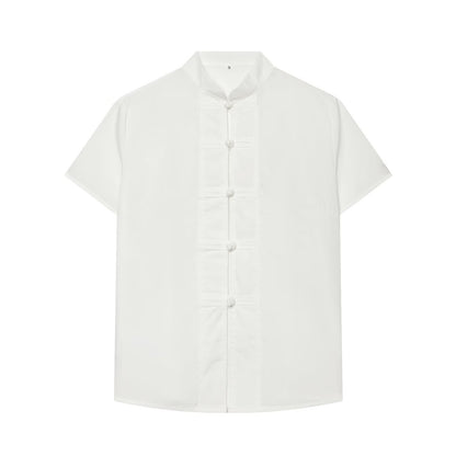 Knot buckle stand up collar shirt