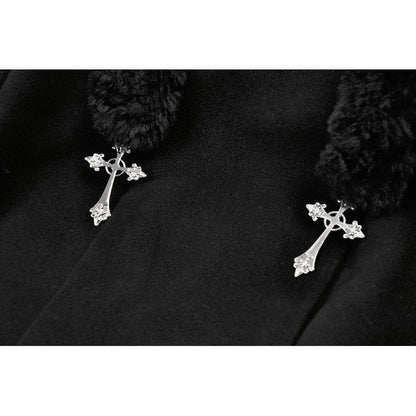 Manteau gothique Dark in Love avec oreilles de chat en fausse fourrure