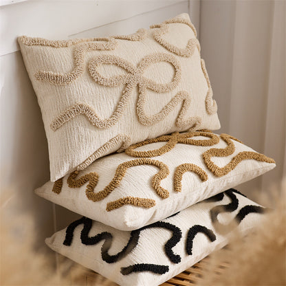 Bow Line Embroidered Pillow Cover