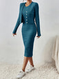Front Button Cropped Top And Slim Fit Dress