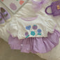 Korean Style Western Style Baby Girl Purple Two-piece Set