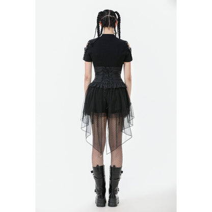 Jupe-Corset Superposée en Mesh et Similicuir Draven Dark in Love