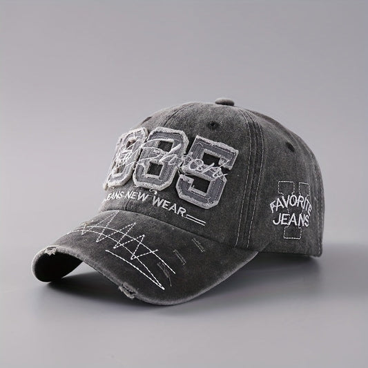 Casquette de Baseball Ajustable Légère d'Inspiration Vintage Effet Usé avec Lettres Brodés