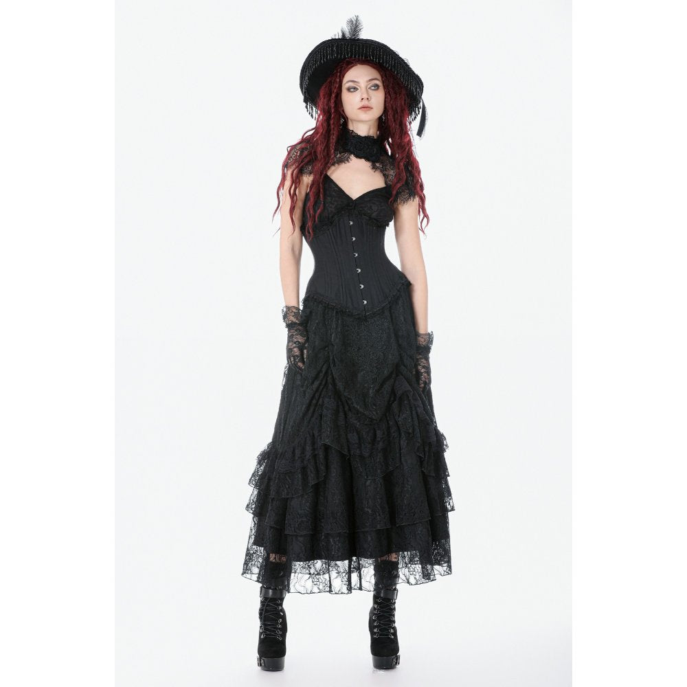 Corset long Talia Gothic Dark in Love avec baleines en métal
