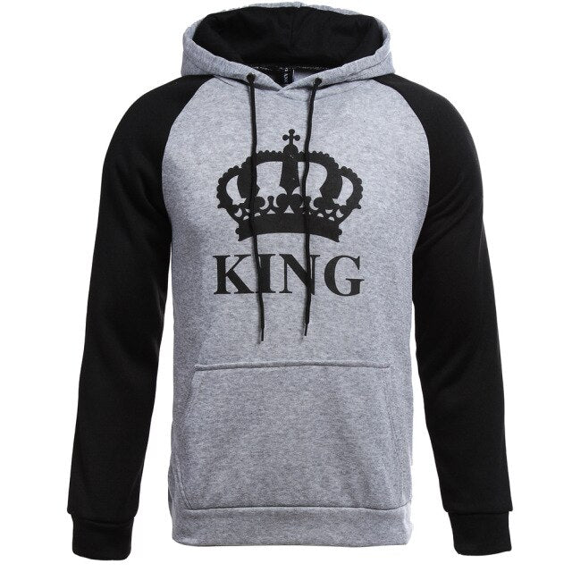 KING Queen Crown Print Unisex Autumn Hoodies Sweatshirt