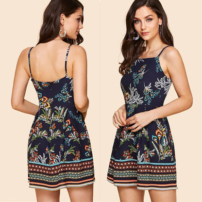 Printed suspender skirt