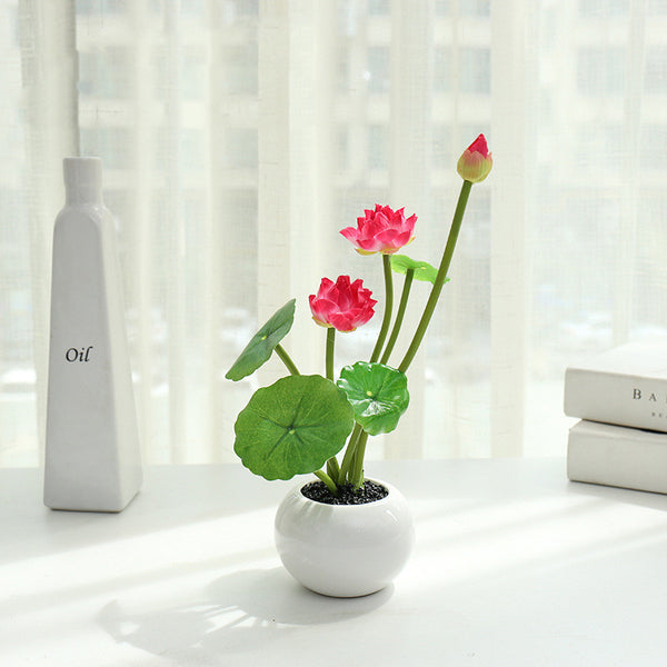 Mid-round Lotus Artificial Flower Bonsai - Stuffs & Savers