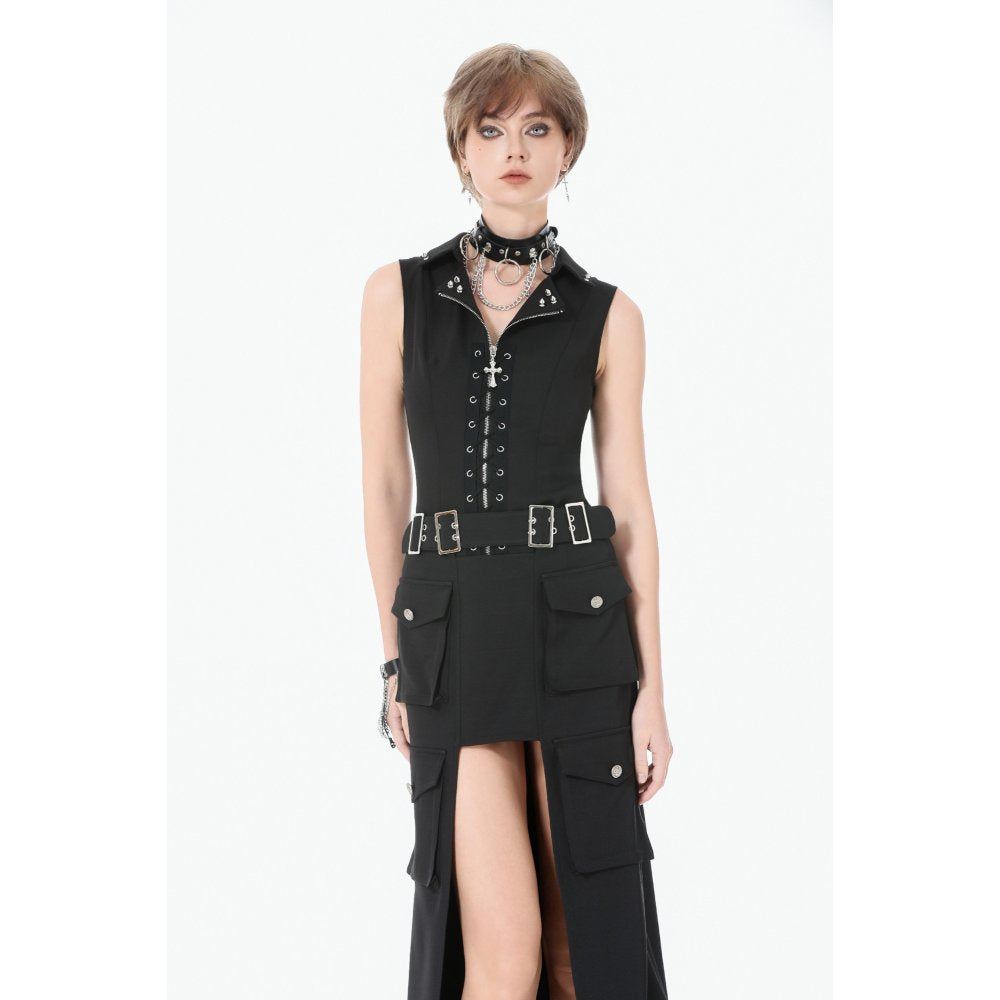 Dark in Love Gilet Corset Punk clouté à lacer