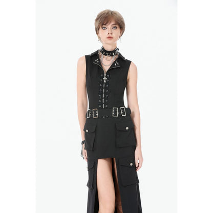 Dark in Love Gilet Corset Punk clouté à lacer