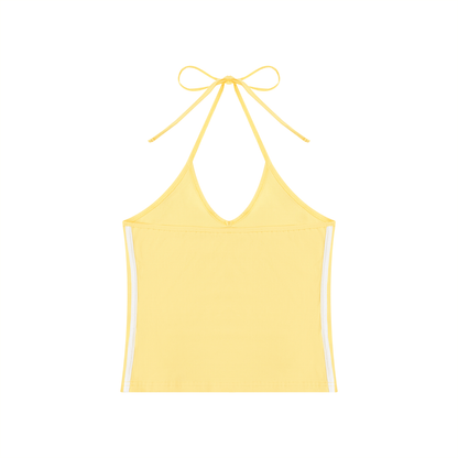 Women's Color Block Halter Crop Tank Top 210GSM