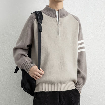 Mock Neck Zipper Knit Sweater