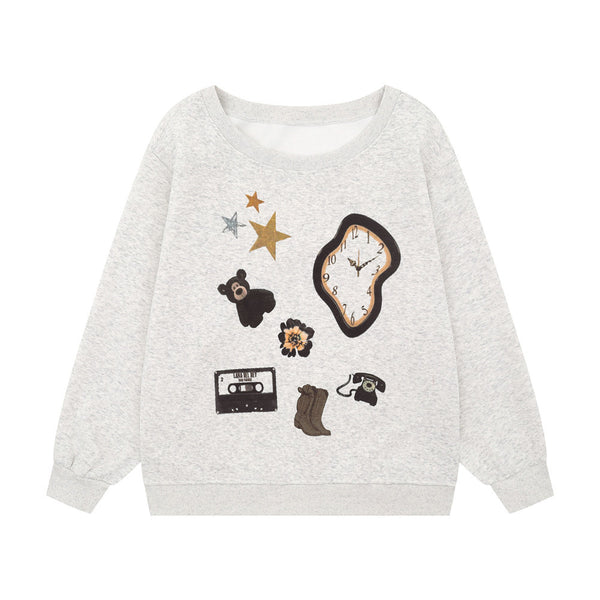 Casual Off-Shoulder Round Neck Sweatshirt