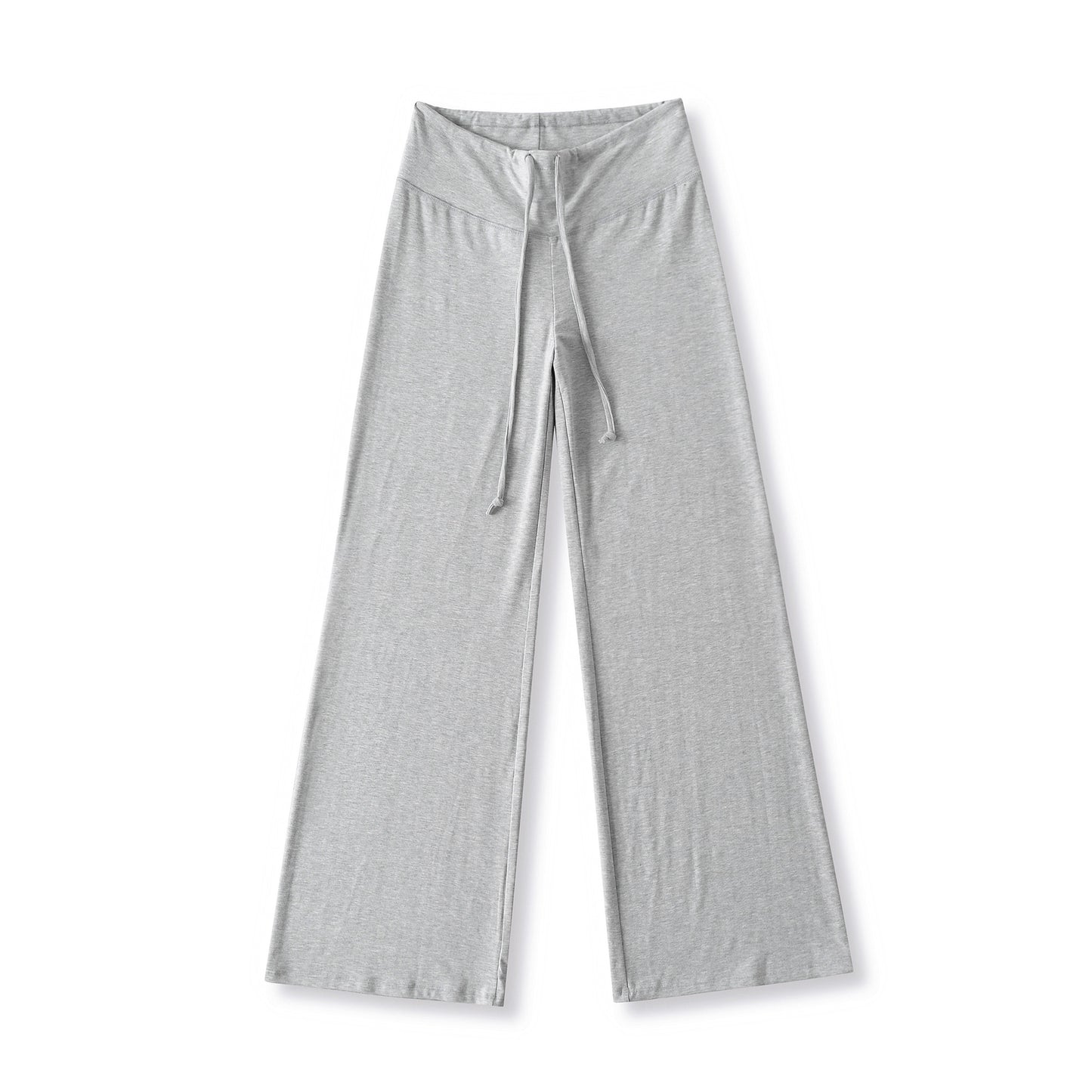 Solid color loose wide leg hanging drawstring straight leg pants