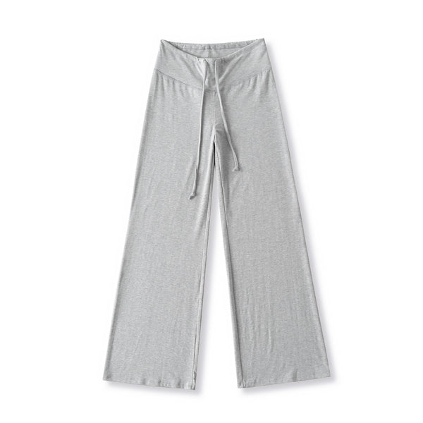 Pantalon large uni à jambes droites et cordon de serrage.