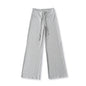 Solid color loose wide leg hanging drawstring straight leg pants