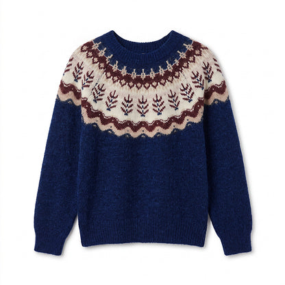 Round neck long sleeved sweater