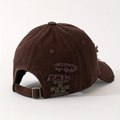 Casquette de baseball légère et réglable avec texte brodé au dos, tissu multicouche effet vieilli –