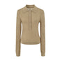 Women's Ribbed Polo-Collar Knit Top