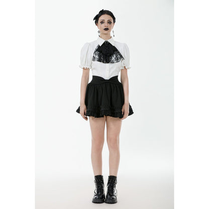 Dark in Love Lolita-Inspired Ruffled Mini Skirt in Black